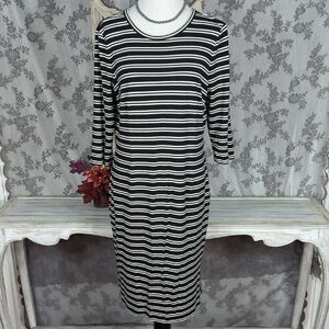 Ann Taylor Black and White Striped Dress
